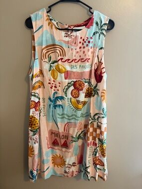 Casual Fruit Print Mini Dress - Multicolor